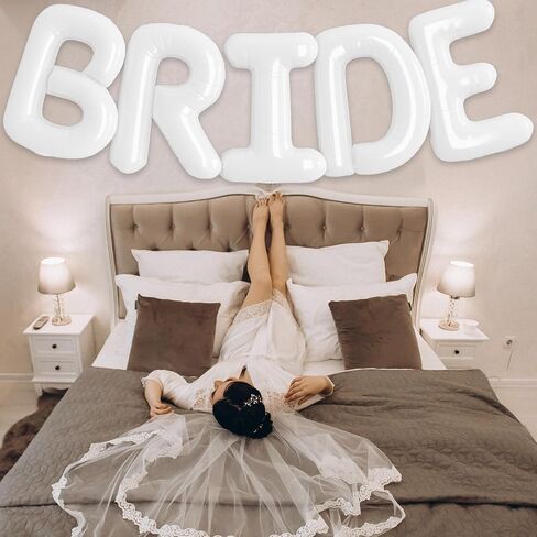 40 inch BRIDE Balloons Bachelorette, White Bride Balloons for Bachelorette Party Decorations, Giant Wedding Foil Balloon Letter Banner for Wedding Engagement Bride To Be Party in Saudi Arabia