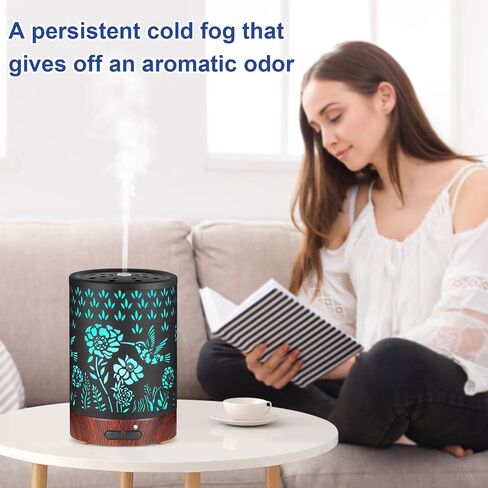 Essential Oil Diffuser- Metal Cool Mist Humidifier-Aromatherapy Diffuser with7 Colors Light, and Auto-Off - for Home and Office（Hummingbird）…… in Saudi Arabia