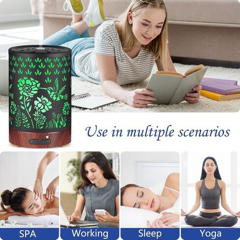 Essential Oil Diffuser- Metal Cool Mist Humidifier-Aromatherapy Diffuser with7 Colors Light, and Auto-Off - for Home and Office（Hummingbird）…… in Saudi Arabia