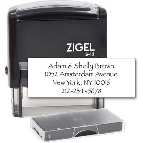 ZIGEL Customized Return Address Stamp Self Inking Rubber Stamp 3 Lines - Choose from 15 Ink Colors