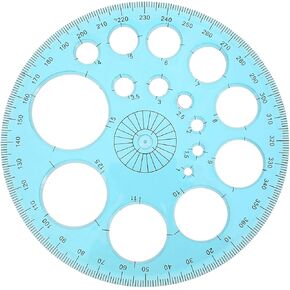 Circle Template Plastic Round Stencil for Drawing 360° Protractor Round Stencil Geometric Circle Ruler Multi Function Drawing Aid Tool for Building Formwork Office School Supplies
