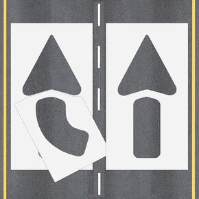 2 Pcs Extra Large Straight and Turn Arrow Stencils, 36" x 60" Reusable Silicone Pavement Marking Stencil Set, Oversized Parking Lot & Garage Directional Line Painting Templates