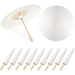 4/9/18/36 Pack 33 Inch White Paper Umbrellas Vintage Chinese Japanese Parasol Oiled DIY Painting Craft Decorative Umbrellas for Weddings Photography Bridal Showers Party Decor