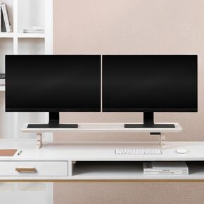 Anji Mountain Monitor Stand - Desktop Organizer & Laptop Riser, Ergonomic Monitor Riser, Space-Saving Monitor Stand for Desk, Durable Construction, Easy Assembly, Ideal for Home & Office,Biscotti