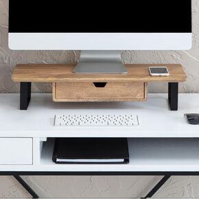 Anji Mountain Monitor Stand - Desktop Organizer & Laptop Riser, Ergonomic Monitor Riser, Space-Saving Monitor Stand for Desk, Durable Construction, Easy Assembly, Ideal for Home & Office,Biscotti