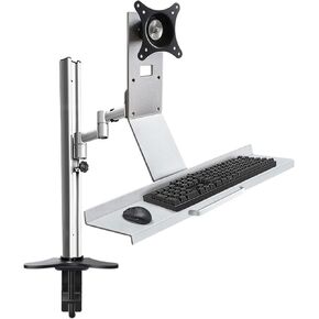 Single Monitor Arm 13"-27" Single Monitor Stand Wall-mounted Monitor Mount Stand with Keyboard Tray Height Adjustable Monitor Mount, Holds Up to 17.6lbs Monitor Arm Monitor Desktop Mount ( Size : Desk
