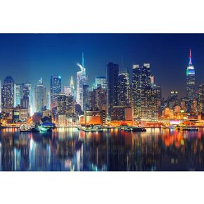 Jigsaw Puzzle, New York City Skyline Jigsaw Puzzles 1000 Pieces for Adult, DIY Puzzles Educational Brain Challenge Games for Adults, Jigsaw Puzzle with Poster（50×70cm / 27.55" x 19.68"）
