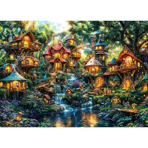 Jigsaw Puzzles for Adults 1000 Pieces, Interlock Perfectly Letter on Back No Dust, Home Decor Birthday Party Gift Toy for Men Women Elders Seniors, 1:1 Poster - Elf Village