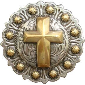 AJ Tack Gold Cross Berry Concho 1 1/2"
