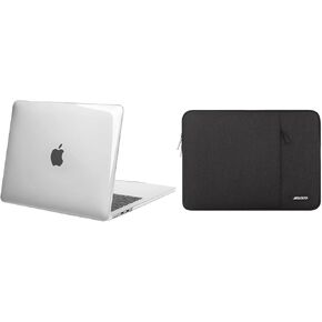 MOSISO Compatible with MacBook Air 13.6 inch Case 2022 2023 Release A2681 M2 Chip, Polyester Vertical Sleeve Bag&Plastic Hard Case, Black & Crystal Clear