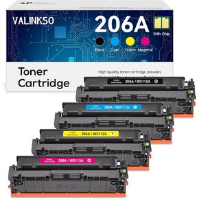 206A Toner Cartridges 4 Pack (with Chip) Compatible Replacement for HP 206A 206X W2110A W2110X Work for HP Color Pro MFP M283fdw M283cdw Pro M255dw M283 M255 M282 Series Printer High Yield