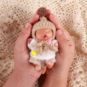 BABESIDE 4.5-Inch Mini Silicone Baby Cat Doll – Full Body Soft Realistic Newborn Style with Handcrafted Outfit & Gift Box – Cute Miniature Toy for Kids Ages 3+ & Collectors