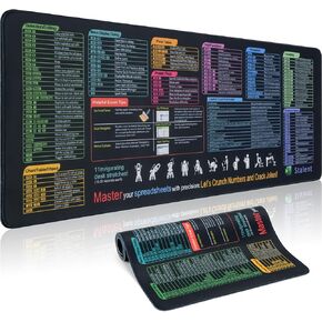 Large Mouse Pad, Excel Shortcut Keys Desk Mat 35.43" x 15.74" XXL Cheat Table Gaming Mousepad with Non-Slip Sewn Edge Rubber Base Waterproof Keyboard/Mouse/Desktop Mat for Home and Office
