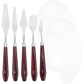 ARTIBETTER 1set Pigment Tray Scraper Oval Mixing Board for Artists Painters and Students Thick Trays and Scrapers Smooth Non-Porous for Easy Cleaning