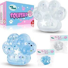 Clear Squishy Paw,Fufu Squishy Fidget Toys Pack,Cat Paw Squeeze Toys,Cute Stuff,Stress Sensory Toy Gift for Adults & Kids,Christmas Stocking Stuffers,Easter Basket Stuffers 3Pcs