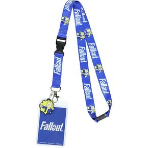 Fallout Lanyard Vault 101 Clear ID Badge Holder with Pip-Boy Rubber Charm