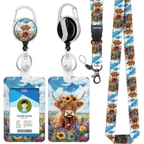 Alice in Wonderland Badge Holder with Lanyard, Halloween Cheshire Cat Breakaway Lanyards for Id Badges Keys, Funny Badge Reel Badge Clip Retractable for Teacher Nurse Colorful Tie Dye