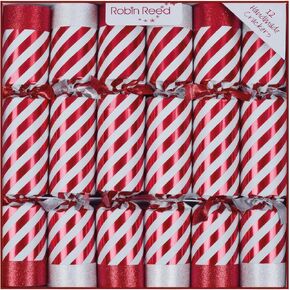 Olde English Crackers Candy Stripe Christmas Party Favors - Set of 12 decorative favors with premium gift enclosed for all holiday party occasions
