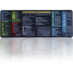 Cheat Sheet Mouse Pad for Excel/Word/Photoshop/Windows/Gmail/ChatGPT,Non-Slip Waterproof Large Gaming Office Computer Keyboard Desk Mat,Mouse Pad Common Shortcuts (10 in 1, 31.5 * 11.8)