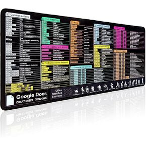 Google Docs Cheat Sheet Mouse Pad, Large Mousepad for Google Docs Shortcuts, Extended Gaming Pad for Mouse and Keyboard, High Definition Printing, Stitching,Waterproof, Anti Slip(Windows)