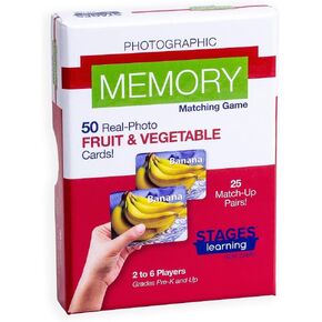 Stages Learning Materials Picture Memory Fruits & Vegetables Card Game Memory Game, Purple, Size 5 x 3