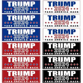 12pcs Donald Trump President Stickers with Words 2024 Take America Back Stickers Presidential Campaign for Windows Cars Trucks