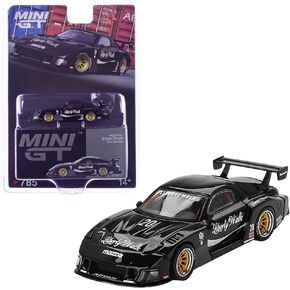 Diecast Collectibles Model Car Compatible with Mini GT 1:64 Mazda RX-7 LB-Super Silhouette – Liberty Walk Black Limited Edition MGT00785