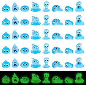 40 PCS Luminous Mini Resin Water Elves Figurines for Dollhouse Decoration Tiny Ghost Resin Miniature Things for Fairy Garden Micro Landscaping Decoration Cake Toppers Decor
