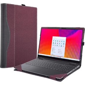 Laptop Case Cover for 15" Lenovo Yoga 7i Gen 5 / Yoga 7 15ITL5 2 in 1 [Do Check Model] Notebook Sleeve Computer Bag Protective PU Shell Accessories (Pink)