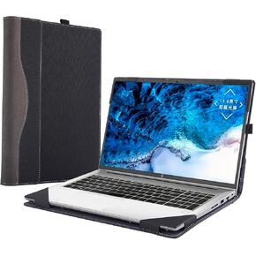 Laptop Case Cover for 15.6" Hp ProBook 450 G10 G9 G8 2023-2021 / ProBook 455 G10 G8 G9 [Do Check Model] Notebook Sleeve Computer Bag Protective PU Leather Shell (Black)