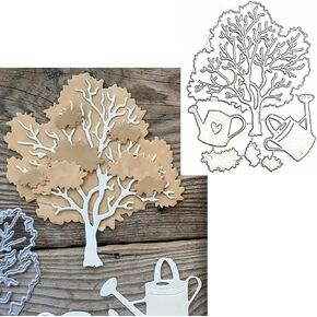 Layer Tree Metal Die Cuts, Plant Tree and Watering Can Frame Cutting Dies Cut Stencils for DIY Photo Decorative Embossing Paper Dies for Scrapbooking Card Making