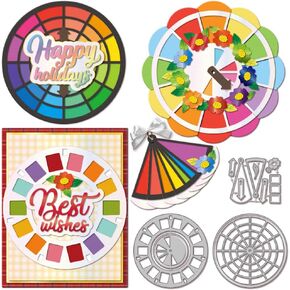 GLOBLELAND Color Wheel Cutting Dies Metal Flowers Leaves Die Cuts Frame Cutting Embossing Templates for Scrapbooking Crafts Paper Cards Making