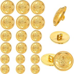 18pcs Gold Buttons for Blazer, 25MM, 21MM, 18MM Vintage Plastic Elegant Golden Brass Shank Button for Sewing Clothing Costumes Suits Jeans Jackets Uniforms DIY Crafts