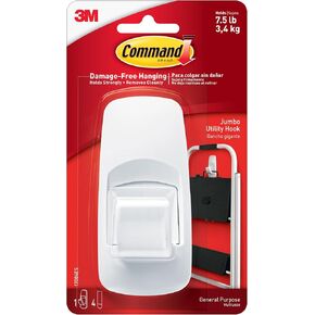 Command Jumbo Plastic Hook with Adhesive Strips, 2-Hook