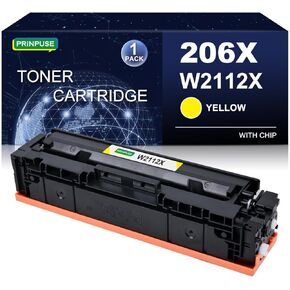 206X 206A Yellow Toner Cartridge High Yiled, W2112X W2112A Compatible for HP 206A 206X, for HP Color Laserjet Pro M255dw MFP M282nw M283cdw M283fdw