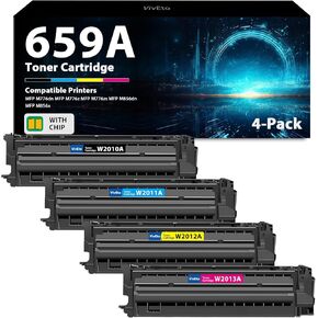659A Toner Cartridge with Chip Replacement for HP 659A W2010A W2011A W2012A W2013A Toner Cartridge for Color Laser Enterprise MFP M776 M856x M856dn M776z M776dn Printers, 4 Pack 659A Toner Cartridges