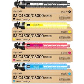 IM C4500 IM C6000 IM C5500 Toner Cartridge Replacement for Ricoh IMC4500 IMC6000 842279 842280 842281 842282 for Savin Lanier IM C4500 IM C5500 IM C6000 Printers, 4 Pack IM C4500 Toner Cartridges
