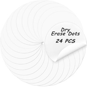 24Pcs White Dry Erase Dots Circles,11" Removable Dry Erase Circles Wall Spots for Classroom,School,Office,Home,Table&Desk