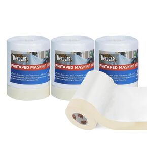 Upgrade Pre-Taped Masking Film Extra Thick, High Temp Tape and Drape 22" x 90', Plastic Cover for Automotive, Painting, Plastic Sheeting Masking Tape Film for Auto, Floor, Furniture, 4Rolls