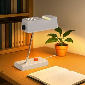Mid -Century Modern White Desk Lamp-350° Rotatable Shade, 44° Swing Arm, Adjustable Bedside Table Lamp for Reading, Living Room, Bedroom, Home Office