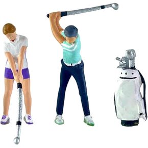 3Pcs 1/64 People Figures with Golf Bag Dioramas S Scale Movie Props Desktop Ornament Resin Figurine Miniature Scene Decor