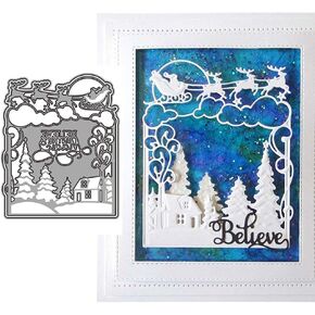 Christmas Deer Carriage Die Cut for Card Making, Christmas Day Metal Cutting Dies Congratulations Die Cuts Embossing Stencils Template for DIY Scrap-Booking Decor Wedding Birthday Blessing Card