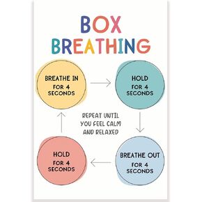 Box Breathing Poster - Breathing Exercises - Positive Mental Health - Counselor Therapist Office - 12 x 18 Inch - Classroom Decor - Must Haves - Back To School - CPS0126