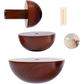 3 Pack Pottery Molds for Handbuilding, Wood Pottery Tools and Supplies 4.5'' 5.5'' 6.5''with Handle ，Durable DIY Bowls Plate Pottery & Ceramic Molds with Scoring Tool for Beginner Modeling Kit