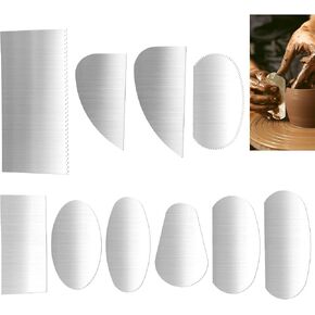 10Pcs Steel Pottery Tools Clay Ribs, Serrated Scraper Crafts Sculpture Tools, Potteryy Ribs Ceramic Pottery Tool, Modeling Cutter Kit for Sculpting Texturing Artists Modeling Potter