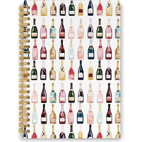 Champagne Bottle Spiral Notebook, Cocktail Journaling Notebooks for Bar Work Office, Bartender Hardcover Journals Gifts for Champagne Lovers Friends, 160 Pages 5.5 x 8.3 Inch, Mixology Gifts