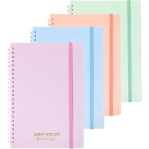 4Pcs Notebooks A5 5.7x8.26inch Soft Spiral Lined Notebook Journal, Planner for Gift Kid School Office Birthday (4Colors -A5)
