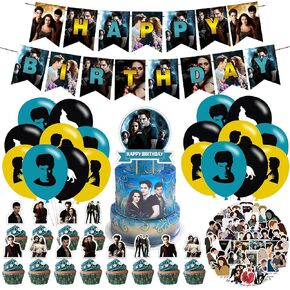The 𝓣𝔀𝓲𝓵𝓲𝓰𝓱𝓽 𝓢𝓪𝓰𝓪 Birthday Party Supplies, The 𝓣𝔀𝓲𝓵𝓲𝓰𝓱𝓽 𝓢𝓪𝓰𝓪 Theme Birthday Party Decorations, Includes Cupcake Toppers Banner ,18 Balloons,𝓣𝔀𝓲𝓵𝓲𝓰𝓱𝓽 Stickers Theme for Party