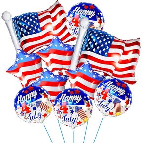 American Flag Balloons And Star Balloon, 4th Of July Balloons For Independence Day Decorations, Patriotic Decor
