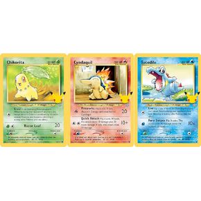Pokemon First Partners Jumbo Card Lot - Johto - Chikorita, Cyndaquil, Totodile - 25th Celebrations (23 Cards)